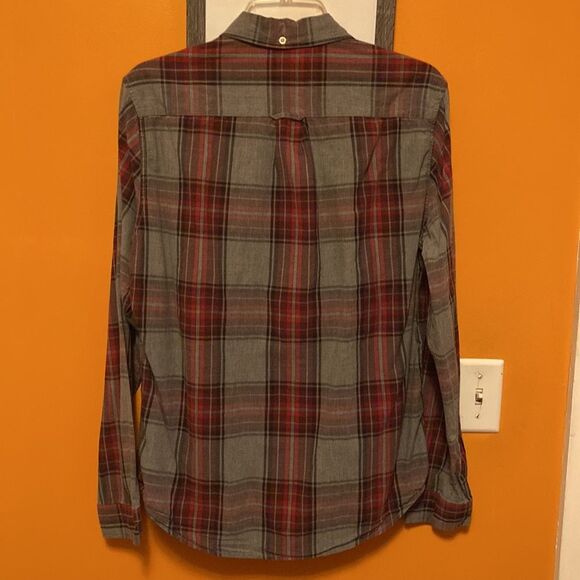 Prince and Fox Red and Grey Plaid Button Down Shirt Medium - Picture 5 of 6